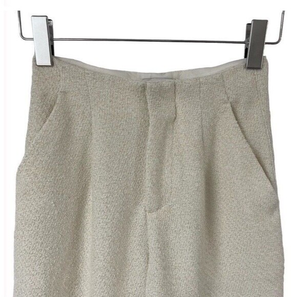 Something Navy Tweed Frayed Wide Leg Pants Ivory Coastal Bridal Chic Casual 2 - Picture 4 of 14